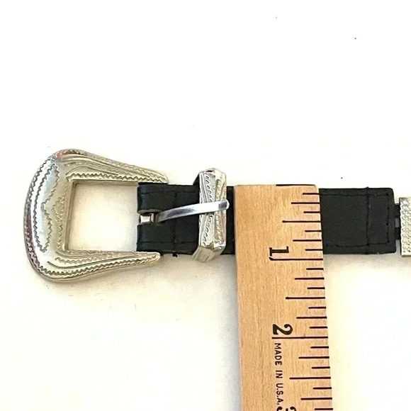 Womens Genuine Leather Wooden Beaded Belt Western Buckle Size Small/Medium - Picture 9 of 10